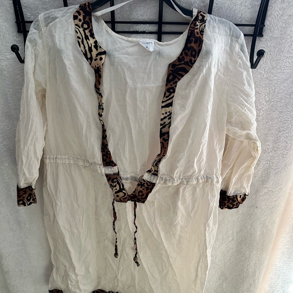 Merona Cream Swim Coverup with Leopard Trim - Picture 7 of 11